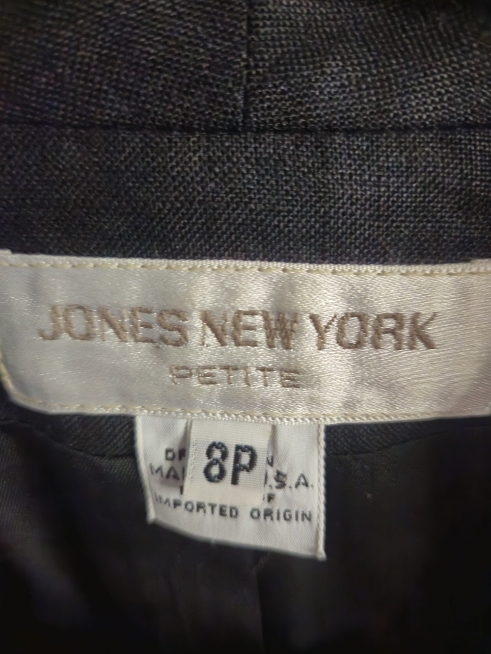 Jones New York Black Double-Breasted Shawl Collar Blazer  100% Wool Made in Usa - Picture 3 of 6